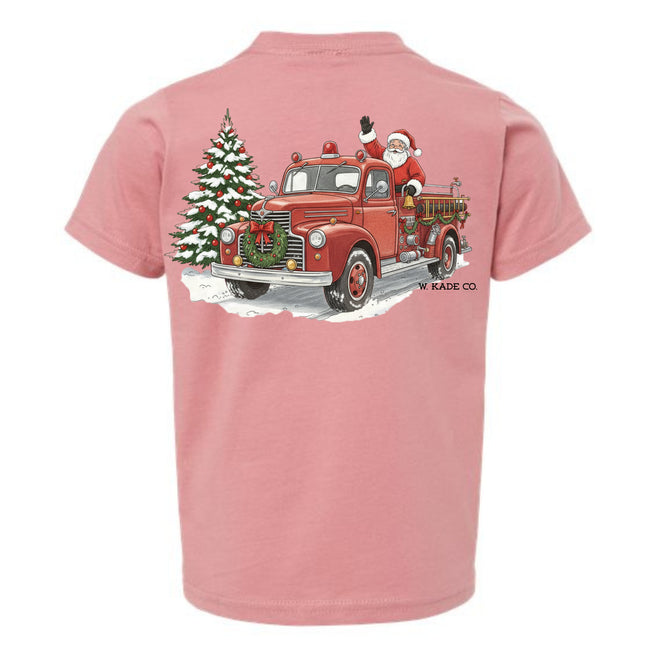 Vintage Firetruck Santa Tee
